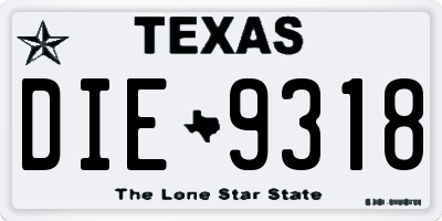 TX license plate DIE9318