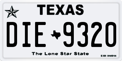 TX license plate DIE9320