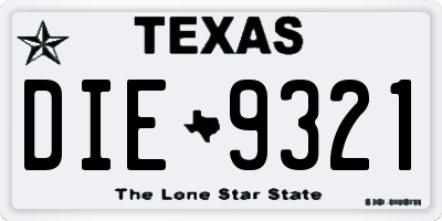 TX license plate DIE9321