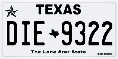 TX license plate DIE9322