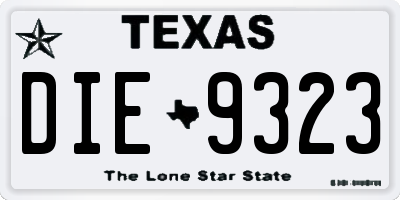 TX license plate DIE9323