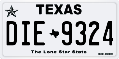 TX license plate DIE9324