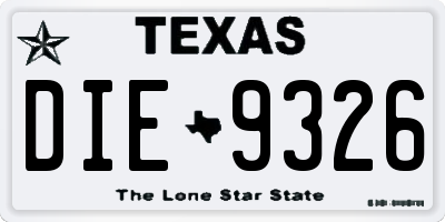 TX license plate DIE9326