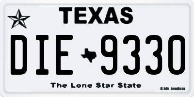 TX license plate DIE9330