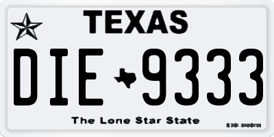 TX license plate DIE9333