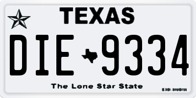 TX license plate DIE9334