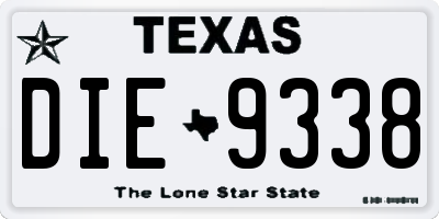 TX license plate DIE9338