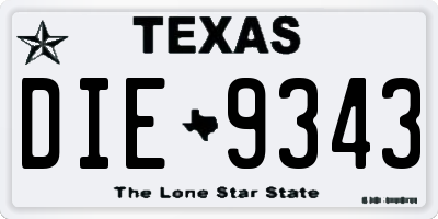TX license plate DIE9343