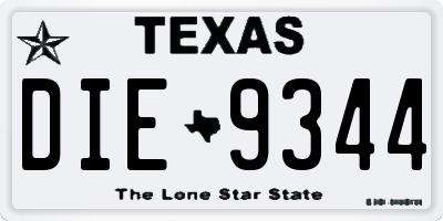 TX license plate DIE9344