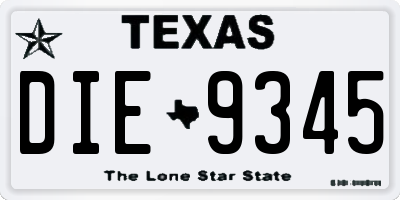 TX license plate DIE9345