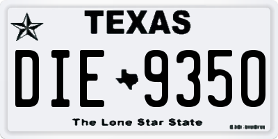 TX license plate DIE9350