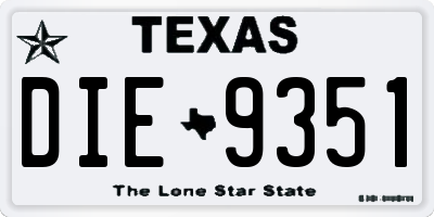 TX license plate DIE9351