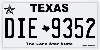 TX license plate DIE9352