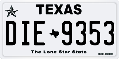 TX license plate DIE9353