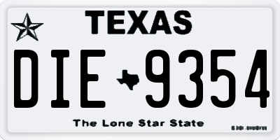 TX license plate DIE9354