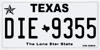 TX license plate DIE9355
