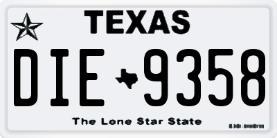 TX license plate DIE9358