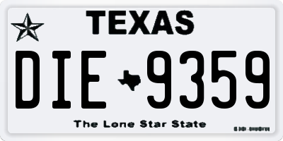 TX license plate DIE9359