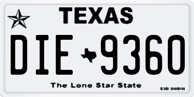 TX license plate DIE9360