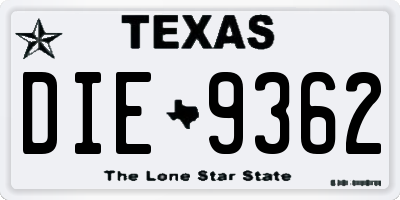 TX license plate DIE9362