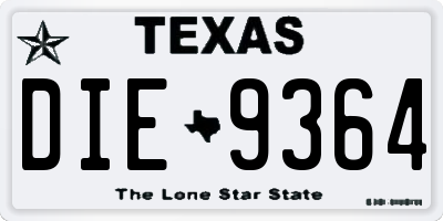 TX license plate DIE9364