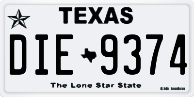 TX license plate DIE9374