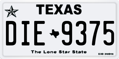 TX license plate DIE9375