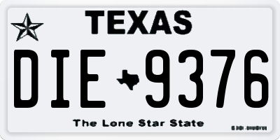 TX license plate DIE9376