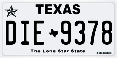 TX license plate DIE9378
