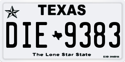 TX license plate DIE9383