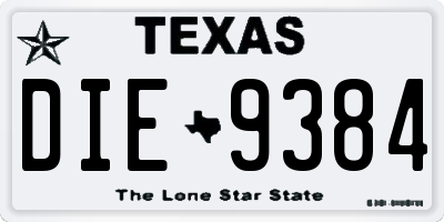 TX license plate DIE9384
