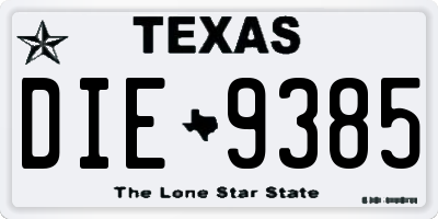 TX license plate DIE9385