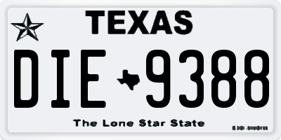 TX license plate DIE9388
