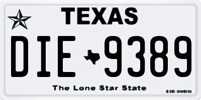 TX license plate DIE9389