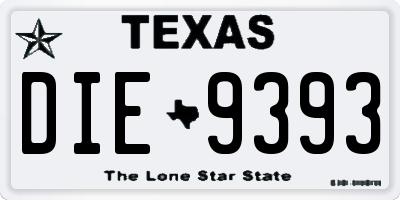 TX license plate DIE9393