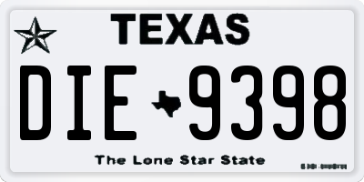 TX license plate DIE9398