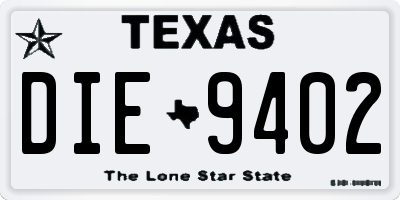 TX license plate DIE9402