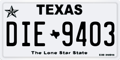 TX license plate DIE9403