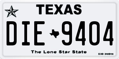 TX license plate DIE9404