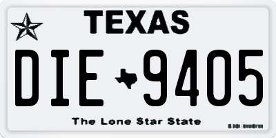 TX license plate DIE9405