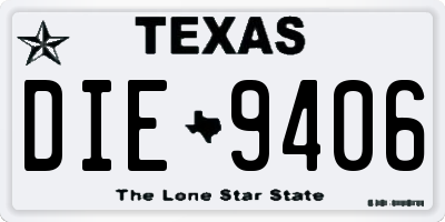 TX license plate DIE9406