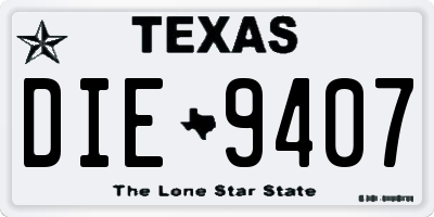 TX license plate DIE9407