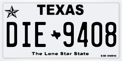TX license plate DIE9408