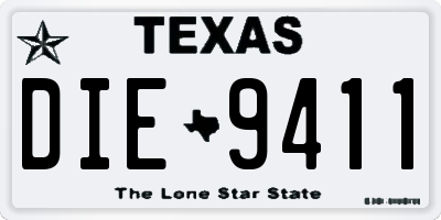 TX license plate DIE9411