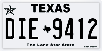 TX license plate DIE9412