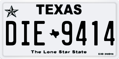 TX license plate DIE9414