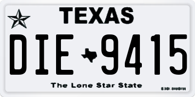 TX license plate DIE9415