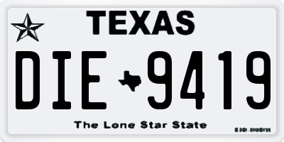 TX license plate DIE9419