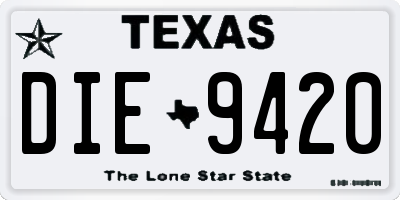 TX license plate DIE9420