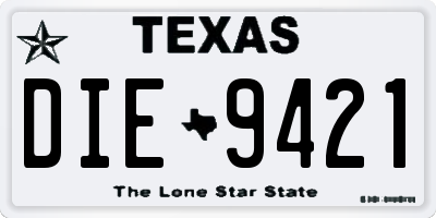 TX license plate DIE9421